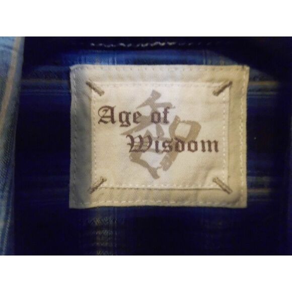 Age of wisdom blue plaid elbow pad button down - Picture 4 of 6